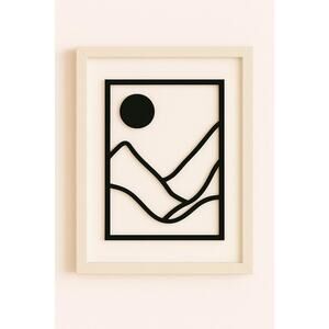 Minimalist Abstract Wall Art | Black Line Mountain Print with Sun